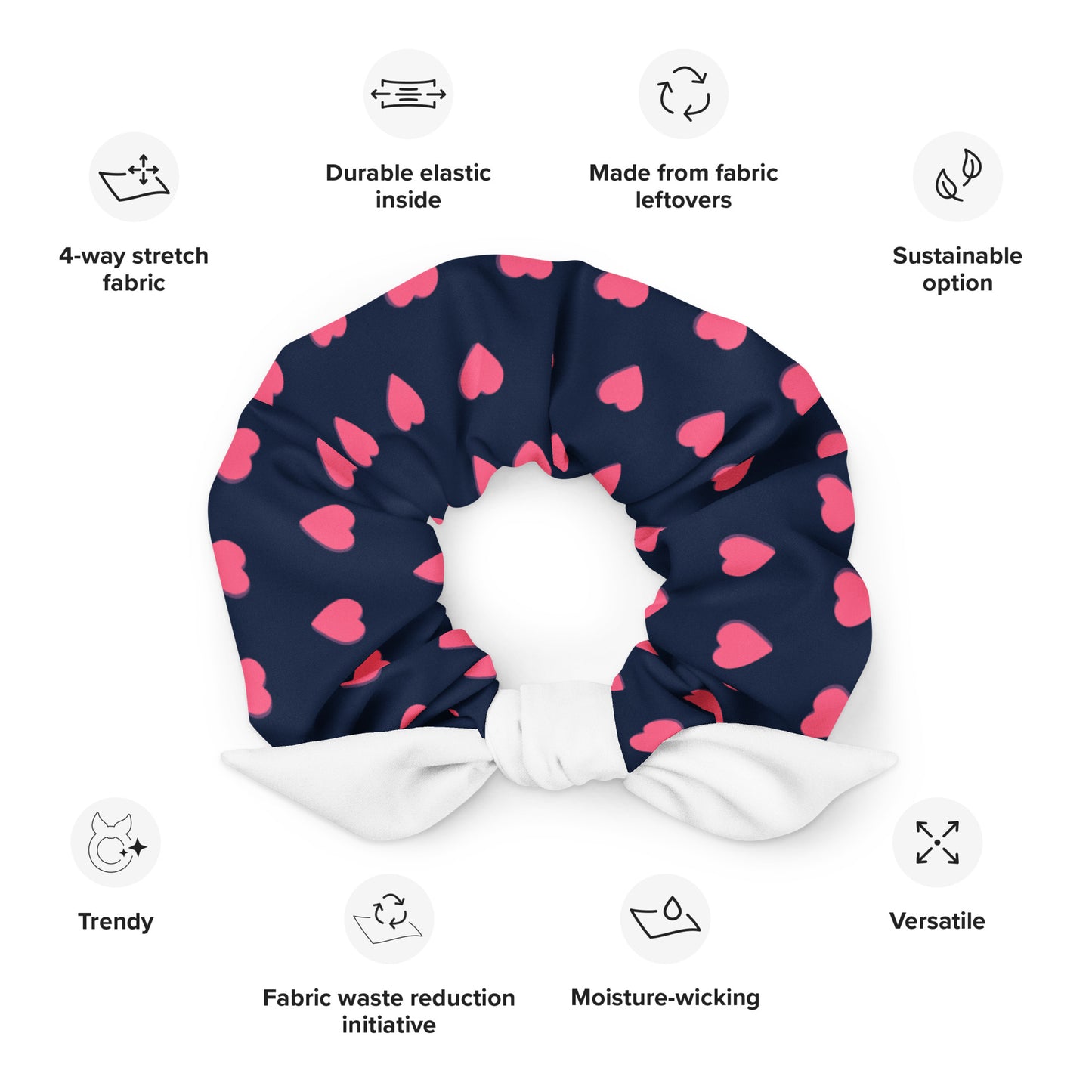 Haargummi mit recycelten rosa Herzen