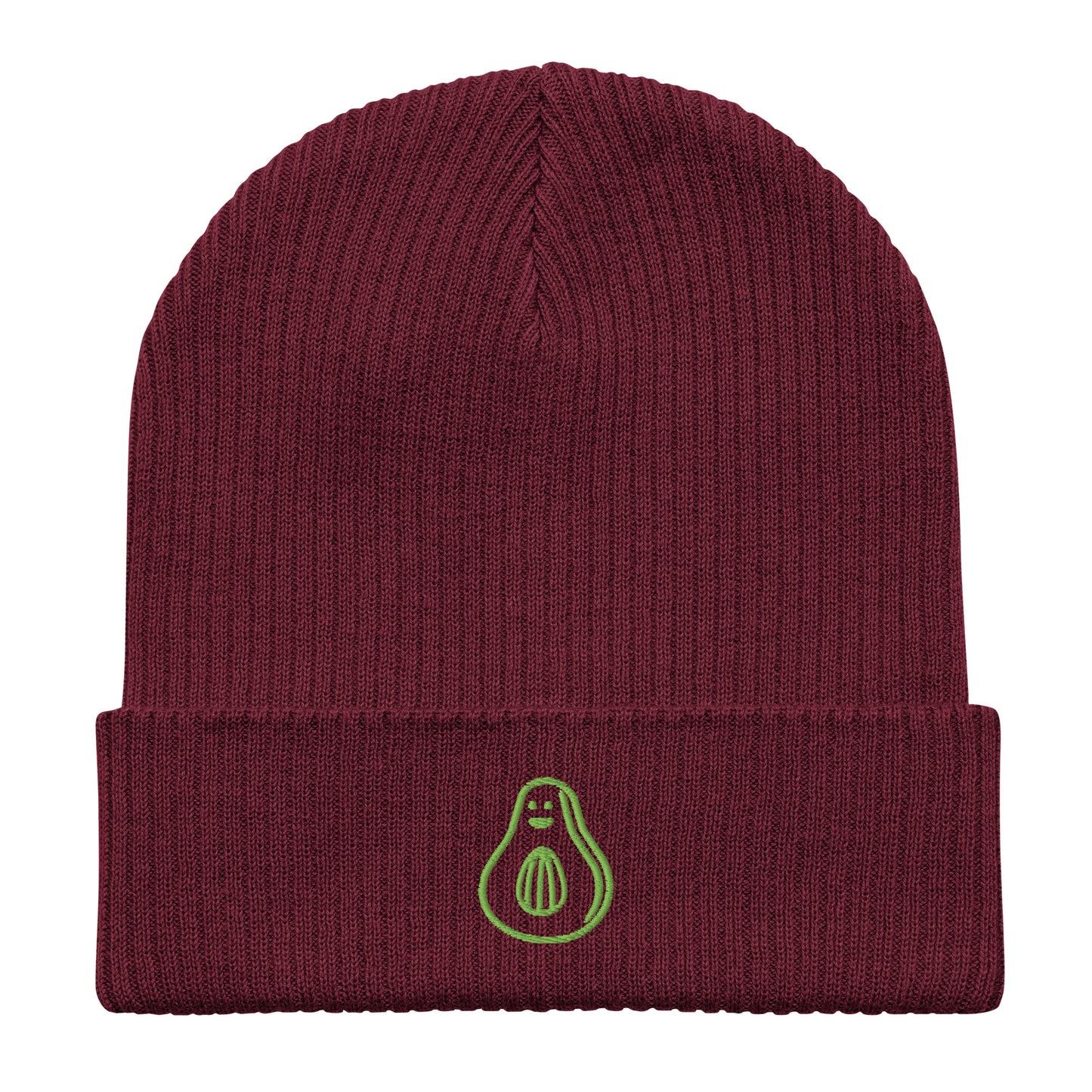 Bio-Gerippte Beanie mit Avocado-Stickerei