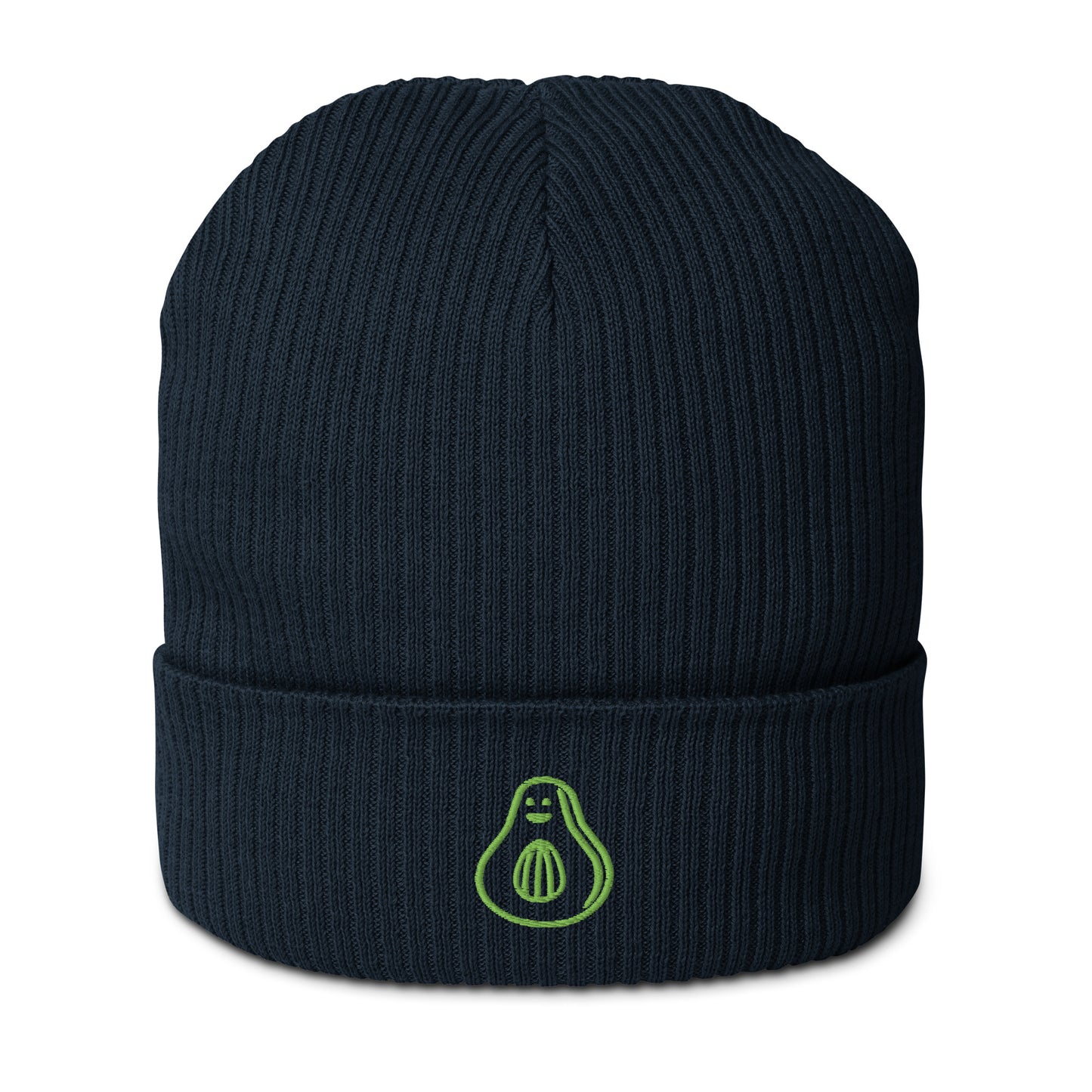 Bio-Gerippte Beanie mit Avocado-Stickerei